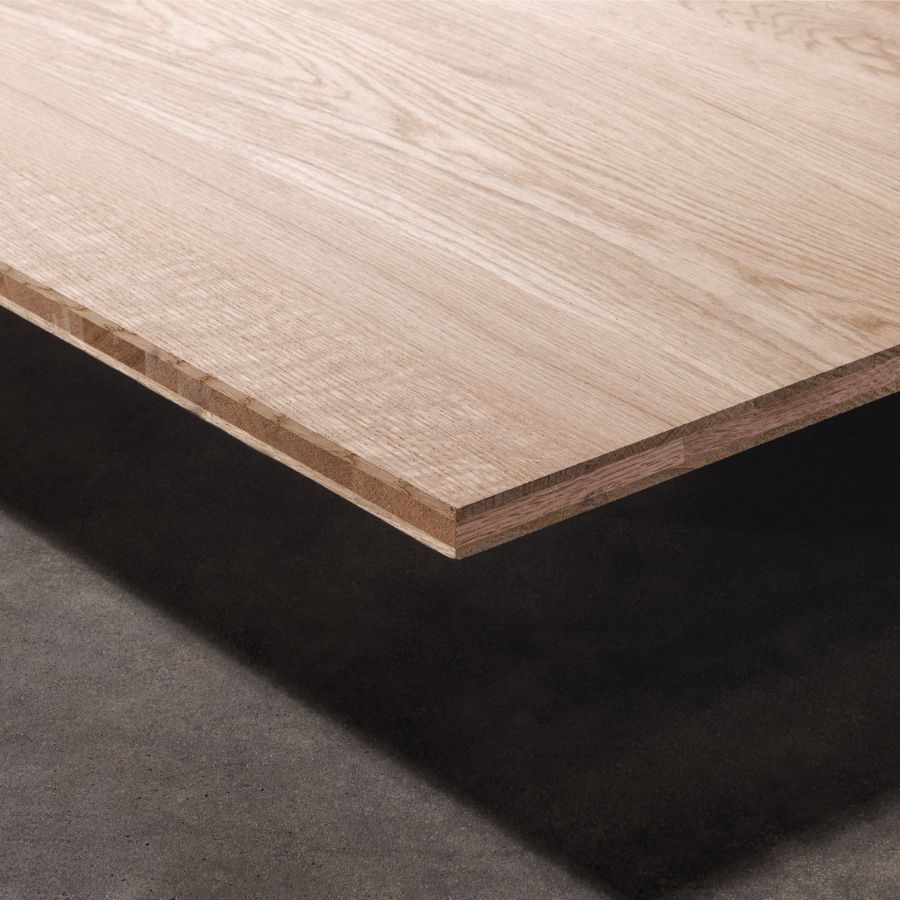Vollholzplatte Eiche - Drei-Schichtplatte mit durchgehenden Lamellen - Vamper