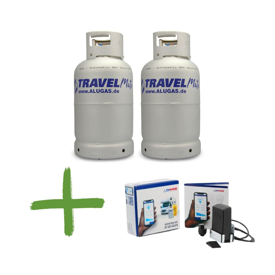 Zweil Alugas Tankgasflaschen und DIMES Wave Füllstandsanzeige