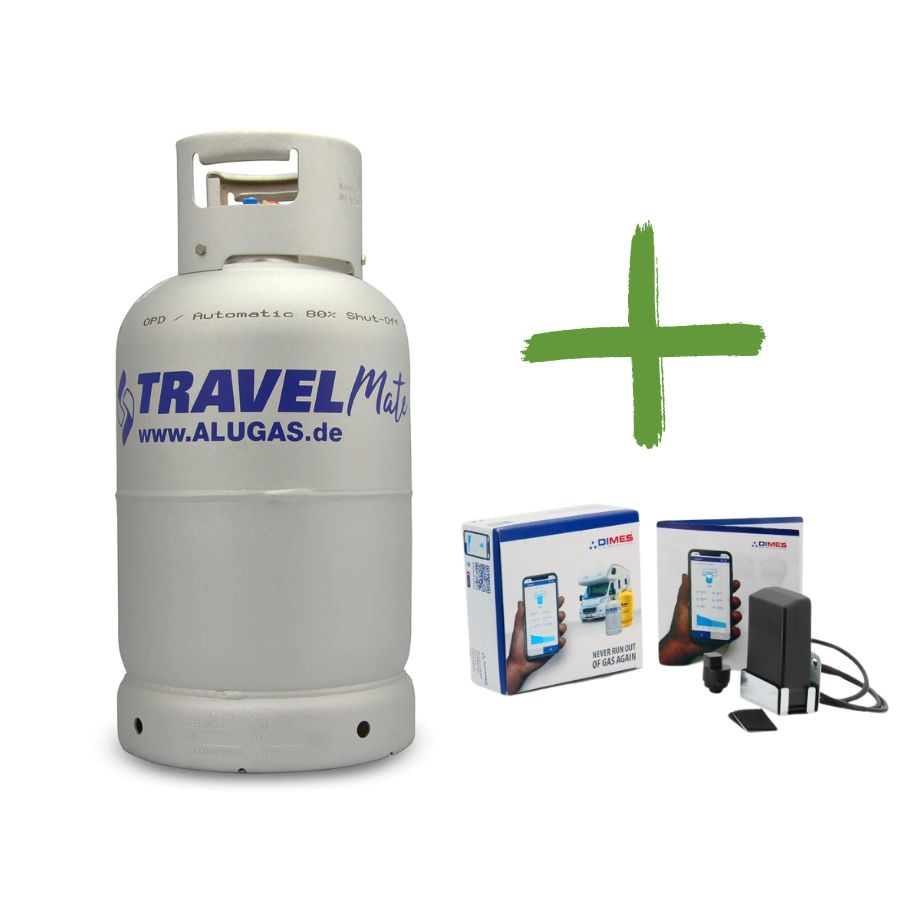 Alugas Tankgasflasche mit DIMES Wave Bluetooth Anzeige